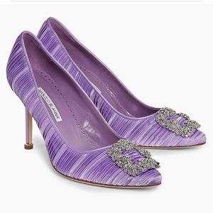 Manolo Blahnik Hangisi 90mm Embellished Satin Pumps